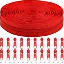 DOITEM 10 Yards Nylon Coil Zipper by The Yards, #5 Bulk Zippers for DIY Sewing Craft Bags with Replacement 20PCS Sliders (Red, #5)