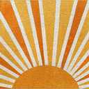 Boho Door Mats Doormat Outdoor Indoor Entrance - Retro Sun Front Door Mat, Boho Welcome Mat, Indoor Door Mats for Entryway, 17x30 (Orange)