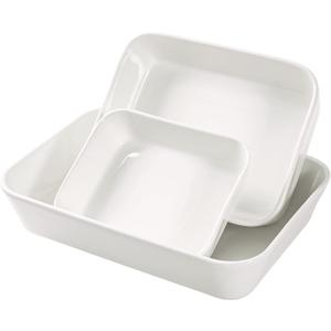 UNICASA Ceramic Oven Dishes, Set of 3 Lasagne Dishes 1000/2000/3500 ML, Rectangular Casserole Dishes, Non-Stick Reactive Glaze, White Casserole Oven