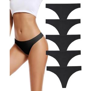 voenxe Seamless Women Underwear Thongs,No Show Ladies Thong,No Line Workout Breathable Comfortable Panties,Soft Undies,5-Pack, XL