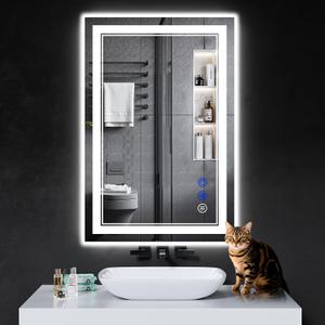 36"x24" LED Bathroom Mirror with Anti-Fog, Stepless Dimmable Lights, 3 Color Modes, Shatter-Proof Tempered Glass,Waterproof Design