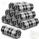 10 Pieces Plaid Blankets Bulk 50 x 60 Inch (Black, White)