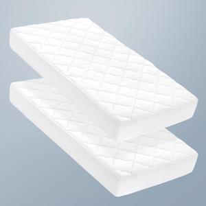 SLEEP ZONE Waterproof Crib Mattress Protector Pad 2-Pack - Quilted, Fitted Baby Mattress Cover 28"x52" - Soft Breathable Toddler Mattress Pad Noiseless Infant Bed Topper - Deep Pocket 14" White