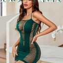 Avidlove Womens Lingerie Fishnet Dress Mesh Badydoll Fishnet Bodysuit See Through Chemise, M