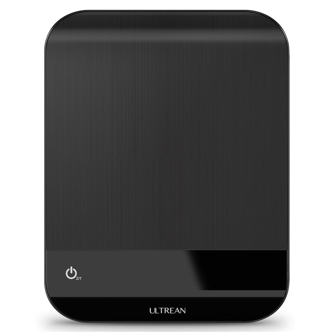 Ultrean Food Scale, Digital Kitchen Scale with LED Display, Weight Grams and Ounces for Baking Cooking, 6 Units with Tare Function, 11lb (Batteries Included) (Brushed Black)