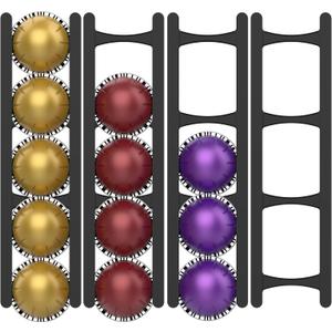Coffee Pod Holder Compatible with Nespresso VertuoLine Capsules 20-Pod Space-Saving Organizer for Wall, Cabinet, or Under-Counter Mount, Black