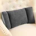 Queekay Fleece Lumbar Support Pillow 3 Section Back Pillow Office Chair for Back Support Comfortable Lumbar Cushion for Car Seat Pain Relief Sofa Rest(Dark Gray)
