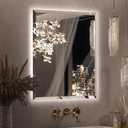 Keonjinn LED Mirror Backlit 24 x 30 Inch, Beveled Bathroom Mirror with Backlight, UL-Listed, Safe Tempered Glass, 3 Color Lights, Dimmable, Defogging, Frameless Lighted Vanity Mirrors for Wall