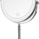 Lighted Makeup Mirror, 3000 mAh Rechargeable Double Sided Magnifying Mirror with 3 Colors, 1x/10x 360° Rotation Vanity Mirror, Brightness Adjustable Magnification Cosmetic Light up Mirror, Women Gift