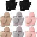 SATINIOR 8 Pairs Women's Winter Gloves Warm and Fleece Lining Knit Touchscreen Elastic Cuff Texting Gloves (Khaki, Taro, Pink, Black)