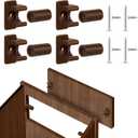 Juexica False Cabinet Front Clip False Drawer Front Clips Sink Tip Out Snap with Screws Screwdrivers for Hardware Replacements (Dark Brown,4 Pairs)