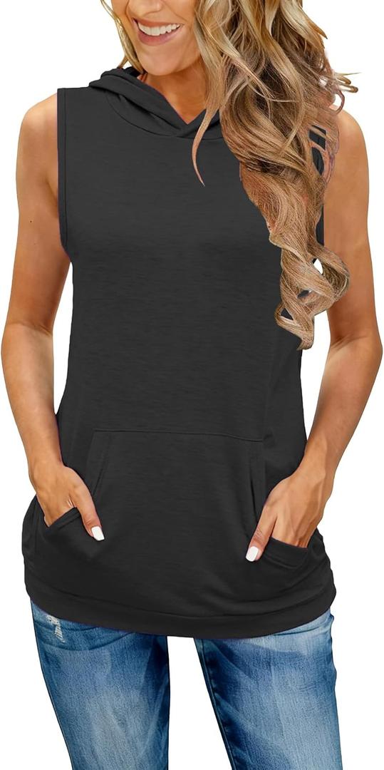 JomeDesign Tank Top for Women Sleeveless Hoodies Pullover Tops Loose Casual Summer Clothes, Large