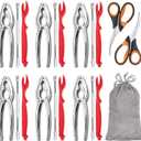 Hiware 20-piece Seafood Tools Set includes 6 Crab Crackers, 6 Lobster Shellers, 6 Crab Leg Forks/Picks and 2 Seafood Scissors & Storage Bag - Nut Cracker Set (Gray)