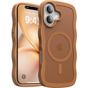 2 x Magnetic for iPhone 16 Case,[Compatible with MagSafe][Military-Grade Drop Protection][Anti-Yellowing] Shockproof Protective Translucent Matte Cover for iPhone 16 Phone Case,Brown