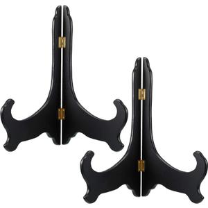 Tatuo 2 Packs Wooden Plate Stands for Display, Plate Holder Display Stand, Picture Frame Stand Easels, Tabletop Art Holder, Book Dish Decorative
