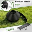 3 Inch x 100FT Garden Edging Border, Plastic Edging for Landscaping with 150pcs Spikes