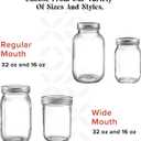 [6 Pack] 16 oz. Regular-Mouth Glass Mason Jars with Metal Airtight Lids and Bands for 1 Pint Canning, Preserving, & Meal Prep