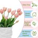 15 Pcs Fall Pink Artificial Tulips Fake Flowers, Premium Latex Lifelike Texture, UV Resistant Waterproof Faux Tulip Bouquets with Snap-on Petals for Outdoor, Home, Wedding Decor