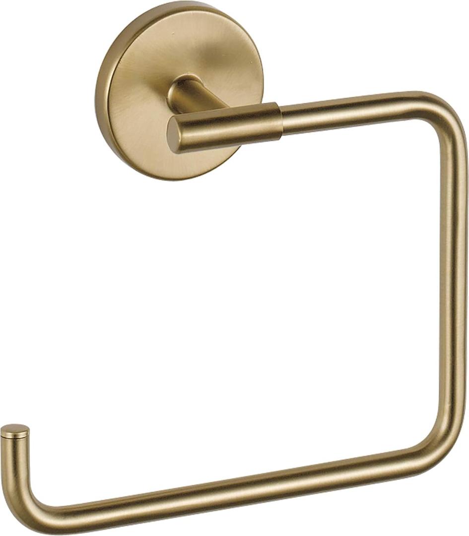 Hand Towel Holder Champagne Bronze Towel Racks for Bathroom Wall Square Towel Ring Holder for Bath Towel Hanger for Kitchen, Bathroom Accessories (Square (Screw))
