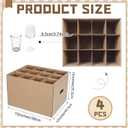 Feifeiya 4 Pack Wine Glass Moving Boxes Kitchen Moving Boxes with Handle Kitchen Kit with Lid for Dish Glassware(Brown,15 x 12 x 10 Inches)