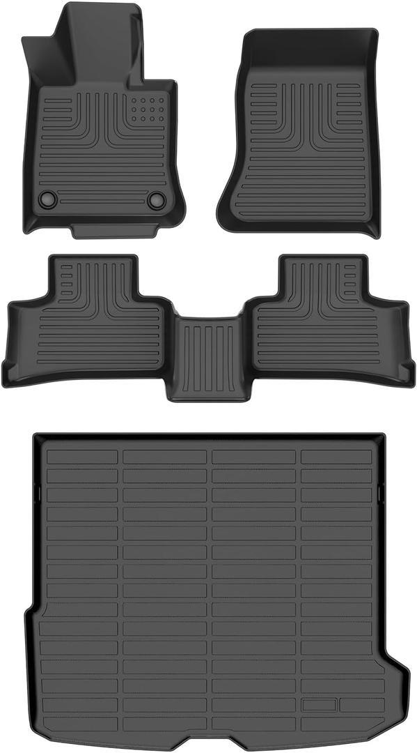 HAFIDI Floor Mats & Cargo Liner Set Fit for 2023-2026 Mercedes Benz GLC& GLC 300 & 350e & 43 AMG (Not Coupe), All Weather Protection TPE Anti-Slip Car Full Set Floor Liners Custom Accessories - Black