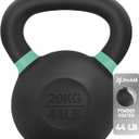 Yes4All Powder Coated Kettlebell, Cast Iron Core Kettlebells with Non-Slip Handle & Flat Bottom for Conditioning, Heavy Duty for Strength Training, 9lb to 71lb - Single & Pair (Green)