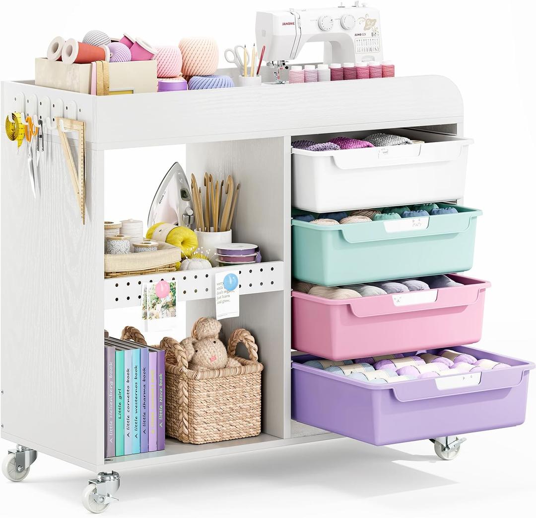SYKIARIOL Craft Organizers and Art Supply Storage, Art Cart, Ice Cream