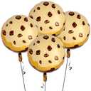 Chocolate Chip Cookie Balloons– Milk and Cookies Party Decorations for 1st Birthday, Cookie Themed Birthday Party Supplies 4 Pack