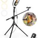 UBeesize 12" Ring Light with Overhead Phone Mount, Selfie Light with Stand,62" Tripod for iPhone with Light and Phone Holder for Video Recording,Cooking,Photography,Live Streaming,Tiktok,YouTube, 12in-Tripod