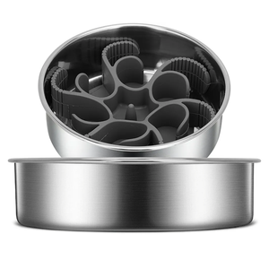 2-in-1 Slow Feeder Dog Bowls, Stainless Steel Pet Bowls with Silicone Feeder Insert, Removable Non-Slip Rubber Base for Dogs to Slow Down Eating (Small Breed)