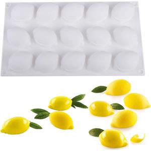 OCPO KITCHEN Lemons Silicone Mold for Baking Mousse Cake, Candy, Chocolate Dessert, Pastry, Ice Cream, Pudding, Lemon (15-Cavity)