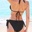 Buauty Women Bikini Set Bathing Suit Trendy String Triangle Bikini Two Piece Swimsuit Sexy Adjustable Chest Tie Swimwear (Black, M)