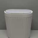 ELPHECO Bathroom Motion Sensor Trash can 2 Gallon Automatic Garbage Can, Slim Plastic Smart Trash Can with Lid, Commercial Intelligent Trash Bin for Bedroom, Bathroom, Office, White with Grey Trim