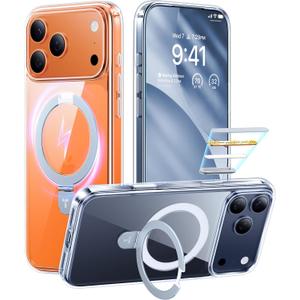 TORRAS Ostand Magnetic for iPhone 17 Pro Max Case, Fit for MagSafe, Sturdy Stand, Military Grade Drop Tested, Camera Control Button, Clear Slim Soft Edge Case for iPhone 17 Pro Max 6.9", Clear