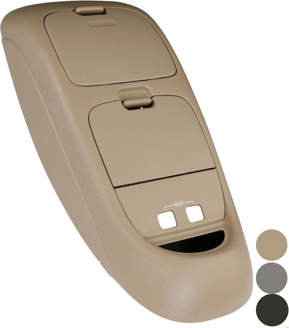 TQPONLY Overhead Console Assembly w/o Sunroof | Compatible with 2002-2004 Ford Super Duty F250 F350 F450 F550 Truck | Replaces 2C3Z25519A70AAB 2C3Z-25519A70-AAB Interior Ceiling Console Panel (Tan)