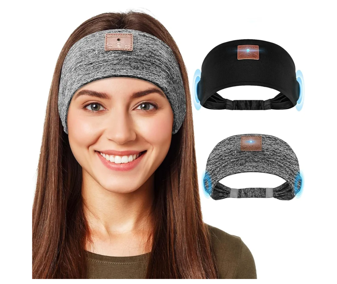 Mixiba 2Pack Sleeping Headphones, Headband Headphones with UltraThin HD Stereo Speaker, Bluetooth Headband for Sports, Workouts, Insomnia, Yoga, Air Travel, Meditation  Black&Grey