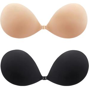 MITALOO Seamless Adhesive Bra Sticky Strapless Invisible Push up Bras Silicone Backless Nipple Cover for Women Beige Black