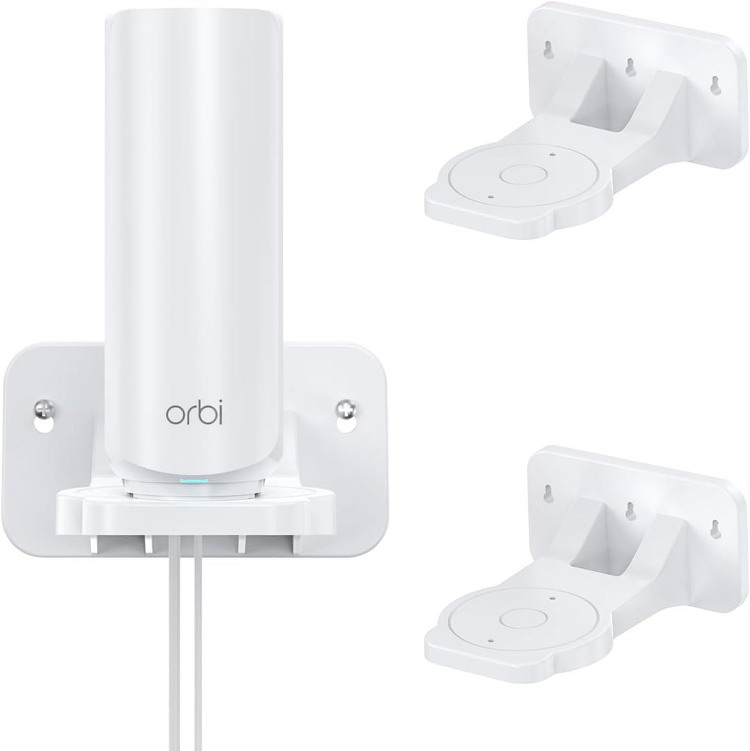 XLTTYWL Orbi WiFi 7 Wall Mount Kit, Orbit 7 Mount Bracket Optimize Space Compatible with Orbi Wi-Fi 7 Mesh Systems & All Net Gear Nighthawk Wi Fi 7 Routers(RBEWMB-10000S) (White, 2 Pack)