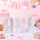 AceOrbit Bow Wooden One Sign for 1st Birthday Baby Shower Photo Prop First Birthday Decoration Photo Prop Cake Smash Props Table Centerpiece for Girls Baby Shower Party Decor(Pink)