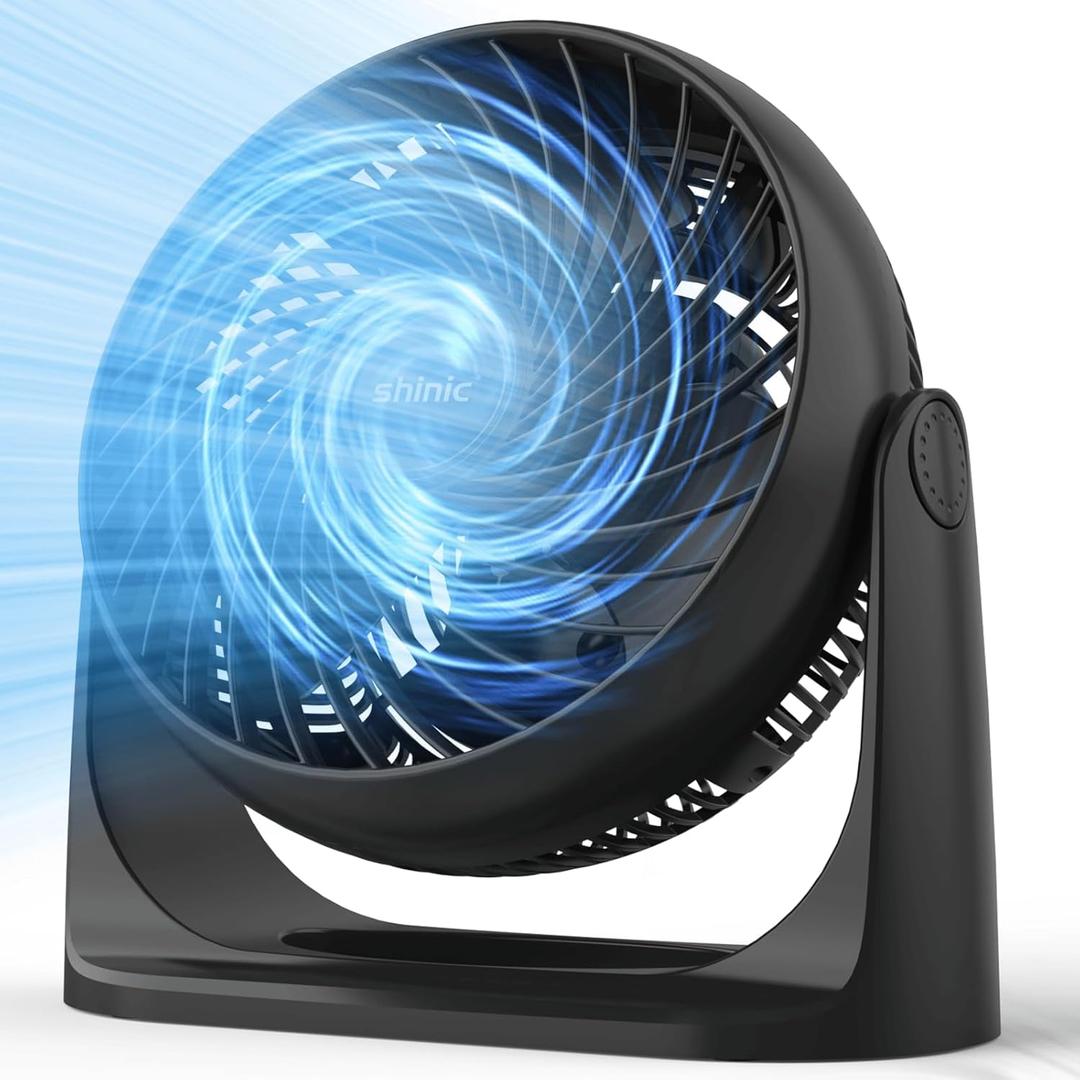 shinic 8-inch Turbo Fans for Bedroom, 3 Speed Desk Fan, Hight Velocity, Adjustable Tilt, Wall Mountable, Quiet Room Air Circulator Fan, Portable Fan with Carry Handle, Durable For Office, Living Room