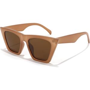 FEISEDY Vintage Square Cat Eye Sunglasses Women Trendy Cateye Sunglasses B2473 (Abrazine Brown)