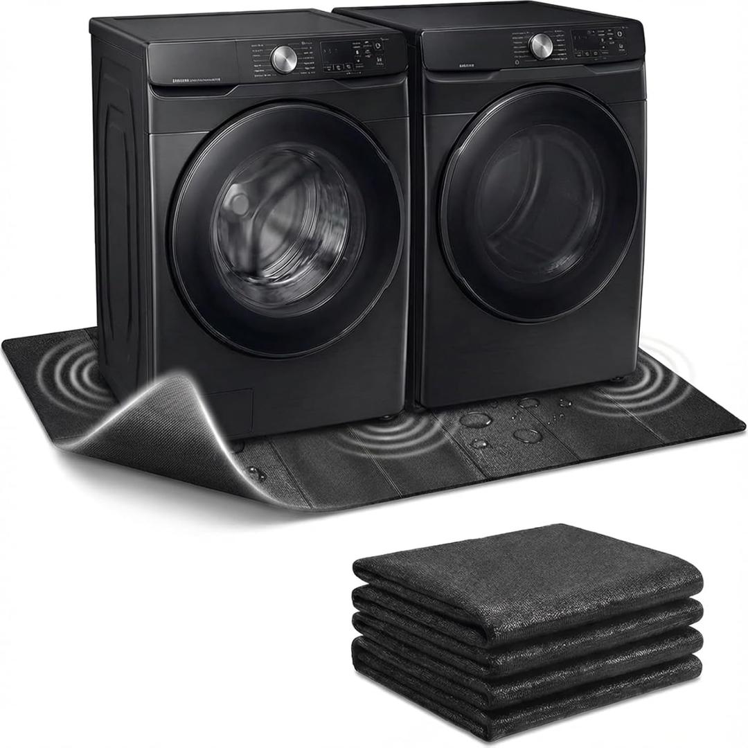 Foldable High-Density Washer Dryer Mat, 68 x 29.5 in, Noise Reduction Anti-Vibration Mat, Waterproof & Non-Slip, Floor Protection Ideal for Late-Night Laundry & Pet-Friendly Homes