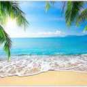 ZTHMOE 7x5ft Fabric Summer Hawaii Beach Photography Backdrop Tropical Seaside Palm Trees Background Luau Aloha Baby Shower Party Decoration Banner Photo Booth