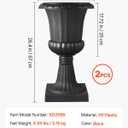 VEVOR Plastic Urn Planters, 15.8 x 26.4 Inch, 2 Pack Black Classic Flower Pots Front Porch Planters, Indoor & Outdoor Vase for Wedding, Party, Event, Home, Stage, Garden, Balcony, Patio Decoration