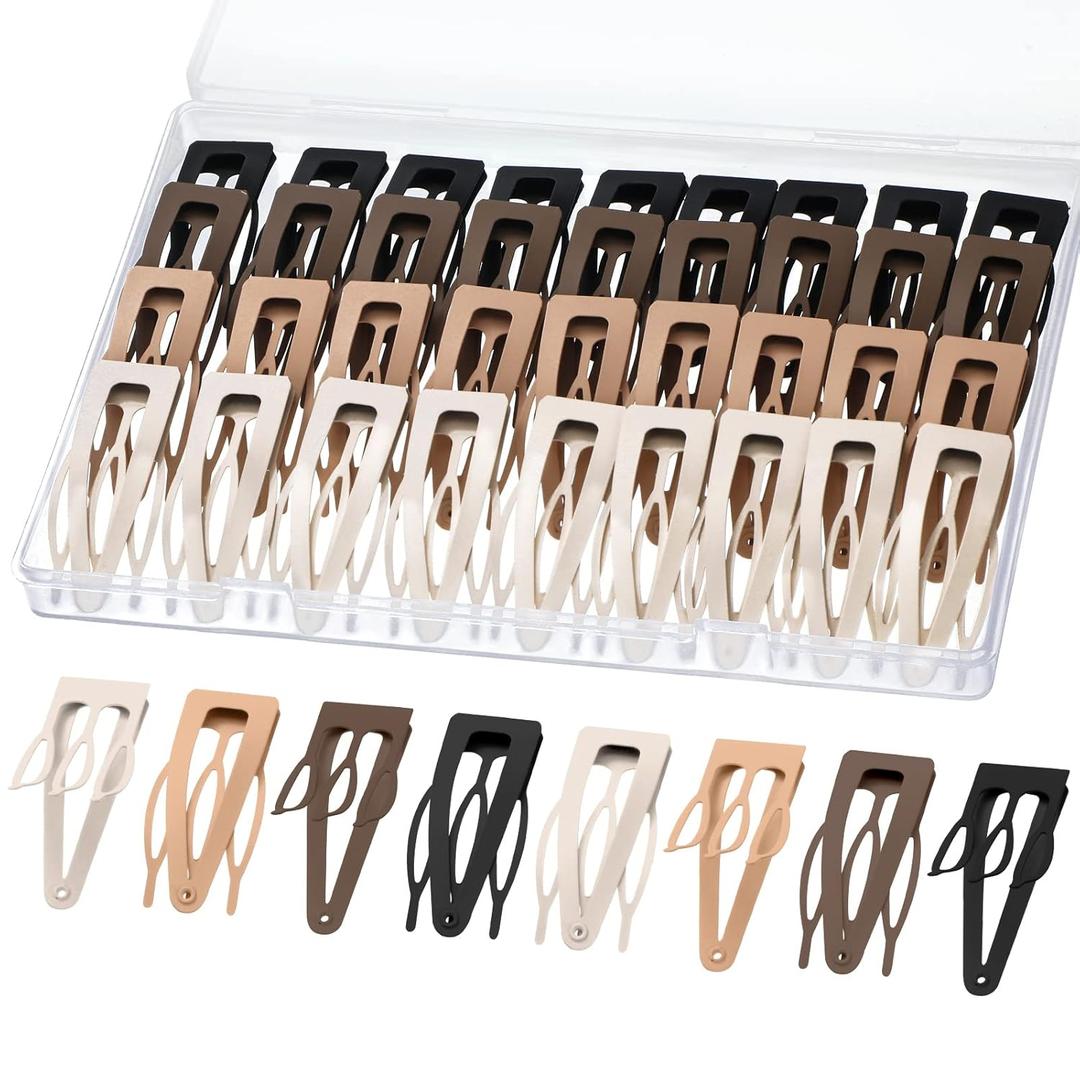 Dingion 60 Pieces Double Grip Hair Clips Metal Snap Hair Clips Grip Women Barrettes Accessories with Plastic Box for Women Girls Making Salon