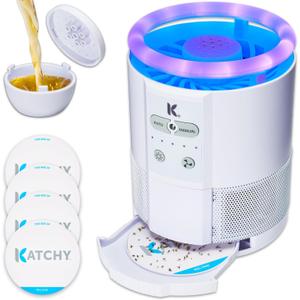 Katchy Duo Indoor Insect Trap with Scent Pod - Fan Powered with UV Light - Fruit Fly Traps for Indoors - for Fruit Flies, Gnats, Mosquitoes, Moths (White)