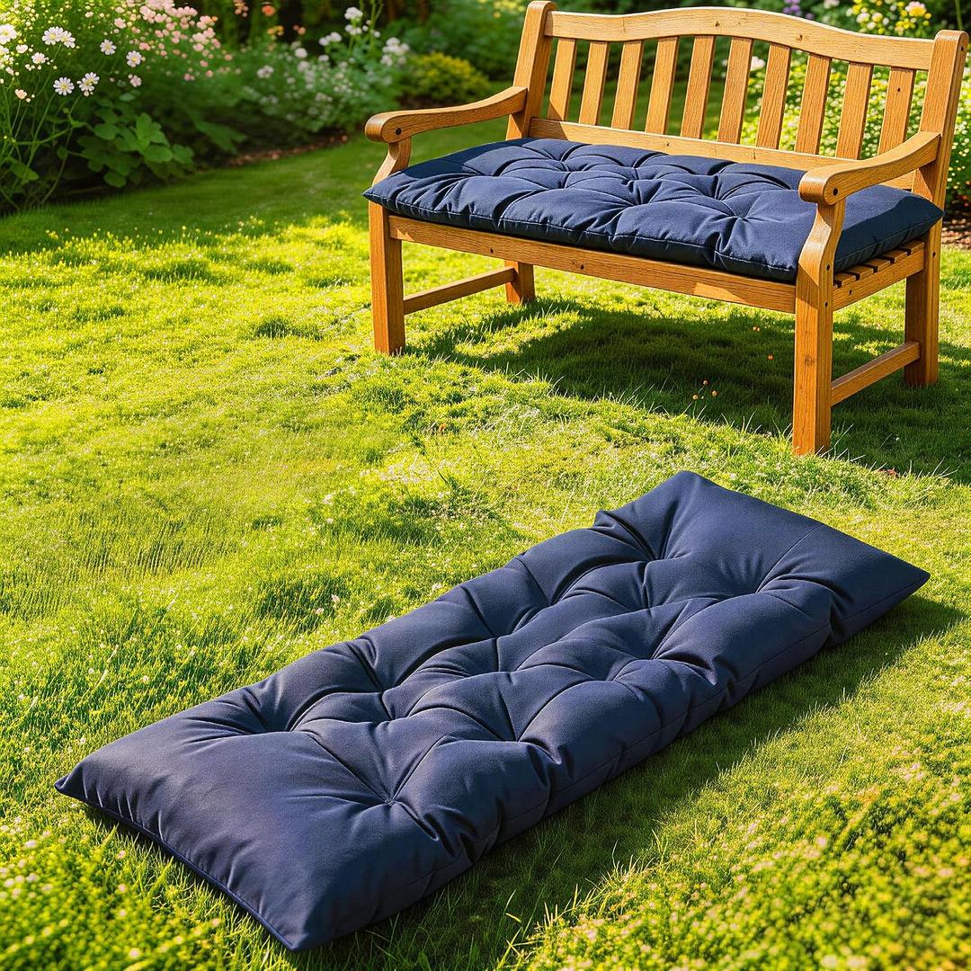 Yddsky 59 Inch Waterproof Indoor/Outdoor Garden Bench Seat Cushions,Thicken Patio Bench Soft Rocking Chairs Pad Lounger Seat for Porch Wicker Loveseat Settee (59x19.6x3.9 Inch,Navy)