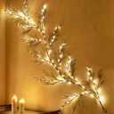 BAOLITVINE Lighted Twig Garland Brown 6FT 120 Warm White Lights Christmas Garland Lighted Twig Vine for Christmas Home Decoration Indoor Outdoor
