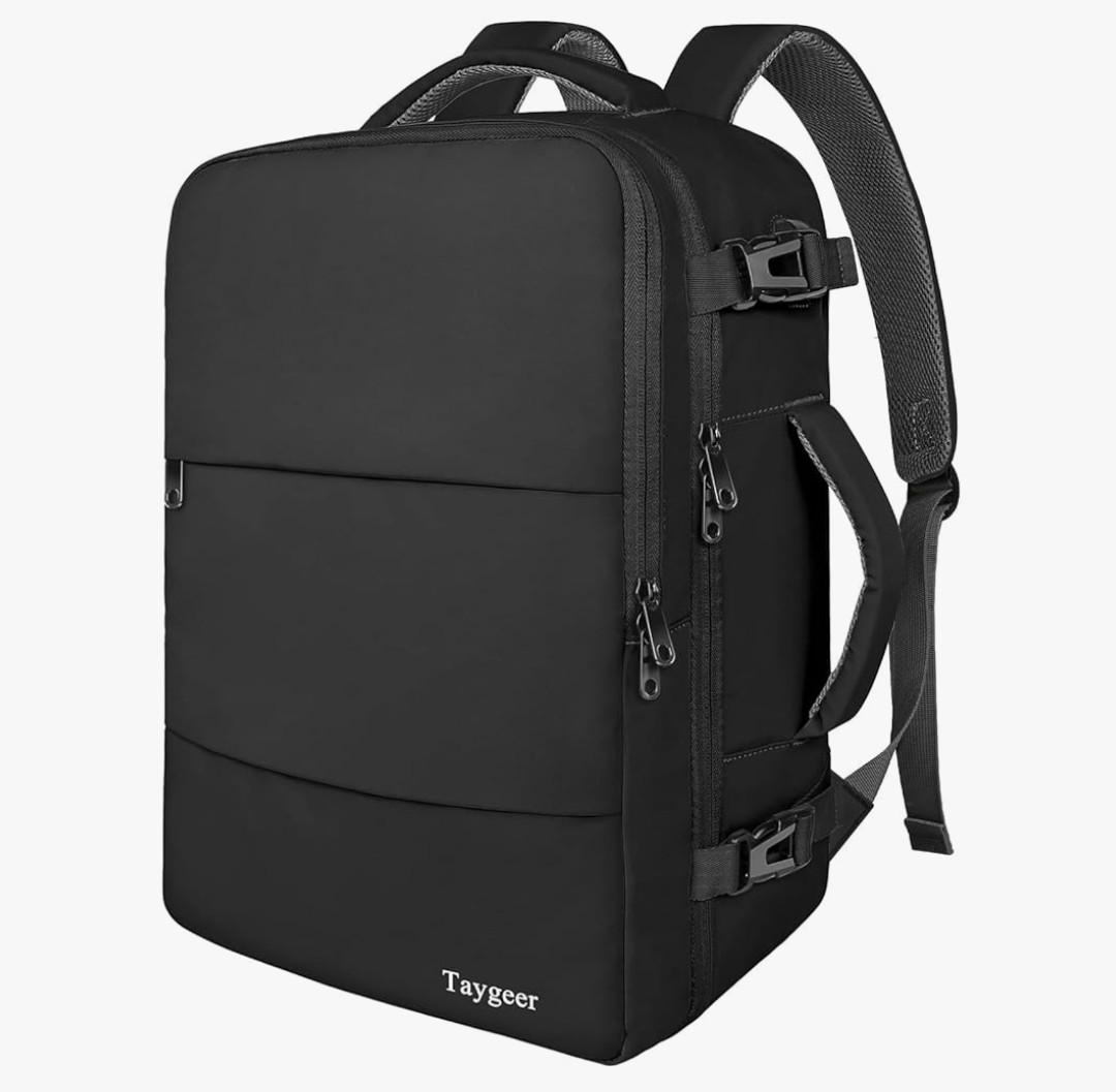 Taygeer Travel Laptop Backpack for Men Women, Airplane Approved Travel Backpack Suitcase with USB Charging Port, Lightweight College 35l Luggage Bag 15.6 inch Laptop Mochila Gifts for Business, Black