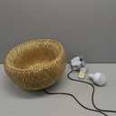 Decorative Bamboo Lampshade Chandelier Plug in Pendant Light Hanging Lamp Cord for Bedroom Dining Room